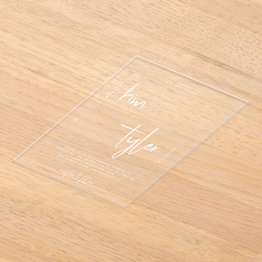 Moderne bruid en bruidegom script namen bruiloft acryl uitnodigingen (Laagn)