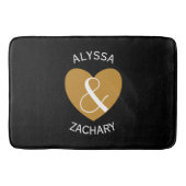 Moderne bruid en groom Gold Heart Curved Text Z04 Badmat (Voorkant)