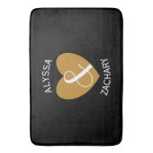 Moderne bruid en groom Gold Heart Curved Text Z04 Badmat (Voorkant Verticaal)