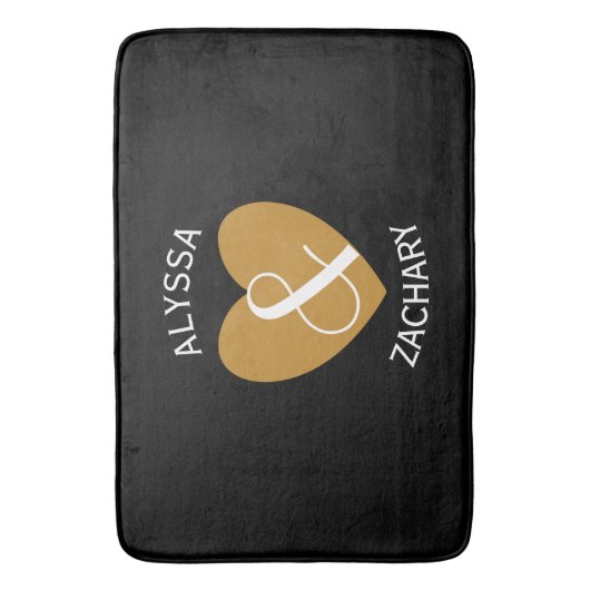 Moderne bruid en groom Gold Heart Curved Text Z04 Badmat (Voorkant Verticaal)