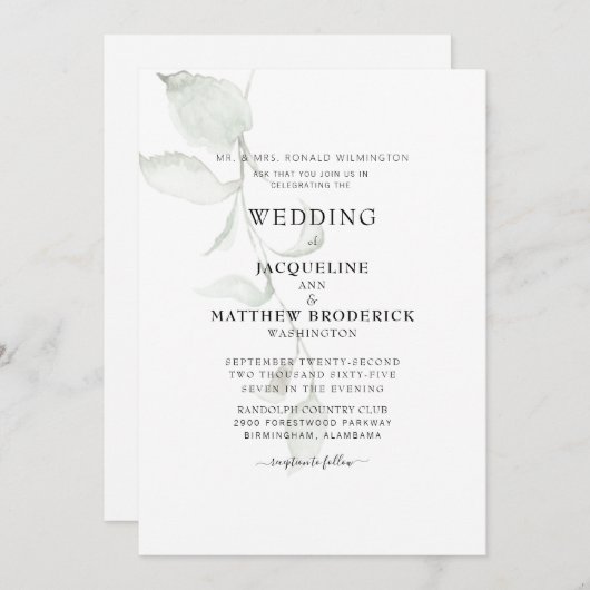 Moderne Bruid Met Blad Ouders Trouwdag  Kaart (Voorkant / Achterkant)