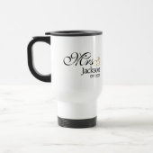 Moderne Bruid Naam Trouwring Datum Zwarte Tekst Reisbeker (Links)