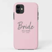 Moderne Bruid Script Roze Grijs Persoonlijk Case-Mate iPhone Case (Achterkant)