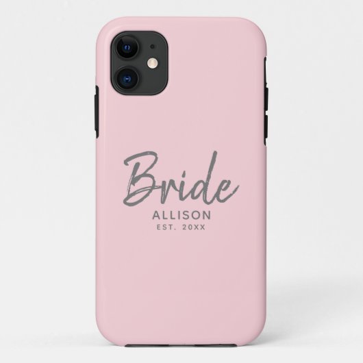 Moderne Bruid Script Roze Grijs Persoonlijk  Case-Mate iPhone Case (Achterkant)