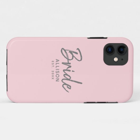 Moderne Bruid Script Roze Grijs Persoonlijk Case-Mate iPhone Case (Achterkant (horizontaal))