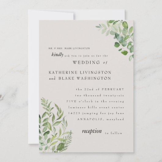 Moderne bruidbruidende olievlek tussen ouders kaart (Voorkant)