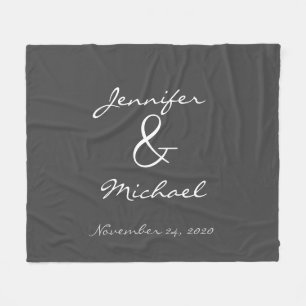 Moderne bruidbruin- en bruinhuwelijkse bruiloft fleece deken