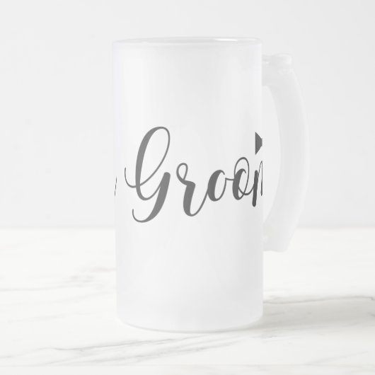 Moderne Bruidegom Behuizing Met Dasje Ontwerp Matglas Bierpul (Voorkant rechts)