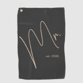 Moderne bruidegom | Beige + Zwart Script Golfhanddoek (Voorkant)