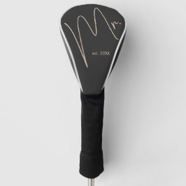 Moderne bruidegom | Beige + Zwart Script Golfheadcover