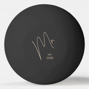 Moderne bruidegom Beige + Zwart Script Pingpongbal
