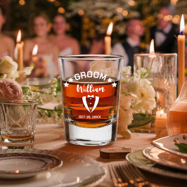 Moderne Bruidegom Persoonlijke Huwelijk Shot Glas