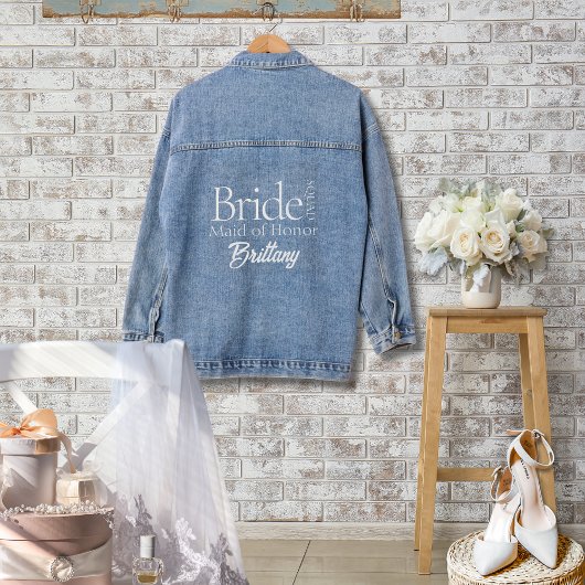Moderne Bruids Party Bruid Squad Maid of Honor Denim Jacket