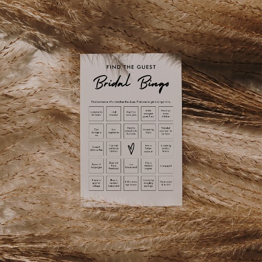 Moderne Bruidsbruiloft Bingo Game om de Gast te Vi