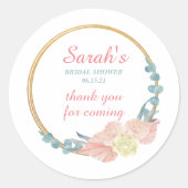 Moderne Bruidsbruiloft met Bloemendecoratie Bedank Ronde Sticker (Voorkant)