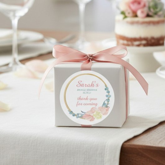 Moderne Bruidsbruiloft met Bloemendecoratie Bedank Ronde Sticker