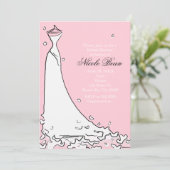 Moderne bruidsbruiloft roze & zwarte chic uitnodig kaart (Staand voorkant)