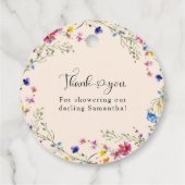 Moderne bruidsdouche met wilde bloemen bedankjes labels (Achterkant)