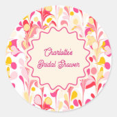 Moderne Bruidsdouche Retro Abstract Roze Golf Ronde Sticker (Voorkant)