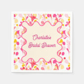 Moderne Bruidsdouche Retro Abstracte Roze Golven Servet (Voorkant)