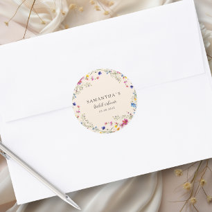 Moderne Bruidsfeest met Wilde Bloemen Ronde Sticker