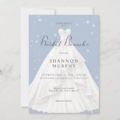 Moderne bruidsjurk op Blue Sparkle Bridal Brunch Kaart (Voorkant)