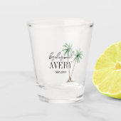 Moderne bruidsmeisje Bach Palm Boom Shotglas Shot Glas (Voorkant)