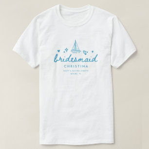 Moderne Bruidsmeisje Blauwe Script Meer Bruidsmeis T-shirt