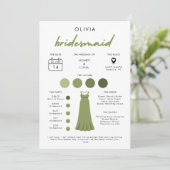 Moderne bruidsmeisje bruiloft informatiekaart kaart (Staand voorkant)