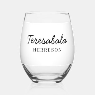 Moderne bruidsmeisje minimalistische script ontwer wijnglas zonder voet