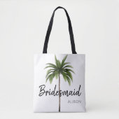 Moderne bruidsmeisje strand bruiloft Palm Tree Mon Tote Bag (Voorkant)