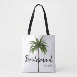 Moderne bruidsmeisje strand bruiloft Palm Tree Mon Tote Bag