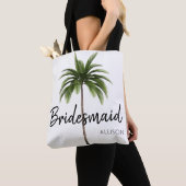 Moderne bruidsmeisje strand bruiloft Palm Tree Mon Tote Bag (Dichtbij)