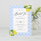 Moderne bruidsthee citroenen Portugees Tegels Douc Kaart (Staand voorkant)