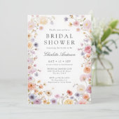 Moderne Bruidsuitnodiging met Wilde Bloemen Kaart (Staand voorkant)
