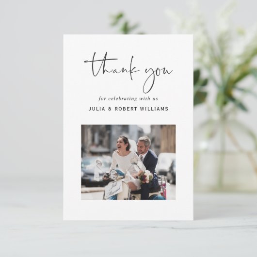 Moderne bruiloft 2 Foto Hartelijk dank Bedankkaart (Staand voorkant)