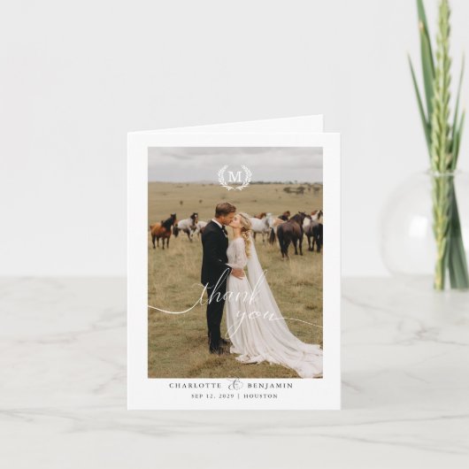 Moderne bruiloft 2 Foto Wit Bedankkaart (Voorkant)