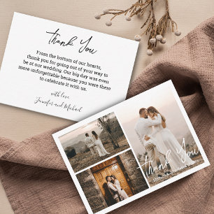 moderne bruiloft 3 foto ' s collage bedankt notitiekaartje