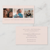 Moderne bruiloft 3 fotografie met minimale zwarte  visitekaartje (Voorkant / Achterkant)