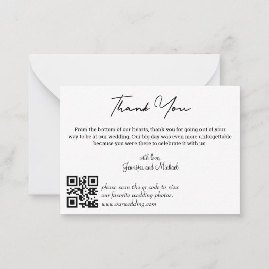 Moderne bruiloft 3 foto's collage dank u QR code Notitiekaartje (Achterkant)