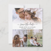 Moderne bruiloft 4 Foto bewaart datumkaarten Aankondiging (Voorkant)