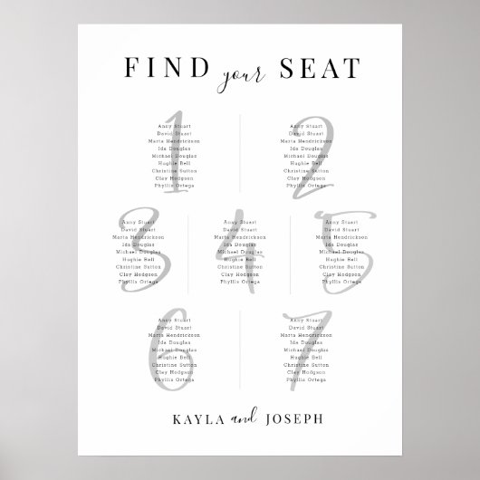 Moderne bruiloft 7 Tafelzitplaats Poster (Voorkant)