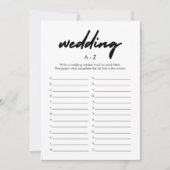 Moderne bruiloft A-Z Vrijgezellenfeest spel Kaart (Voorkant)