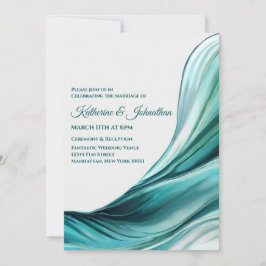 Moderne bruiloft- Abstract-Emerald Green-Invitatio Kaart