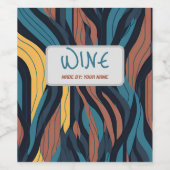 Moderne bruiloft - Abstracte handmatige vuurkleure Wijn Etiket (Enkel label)