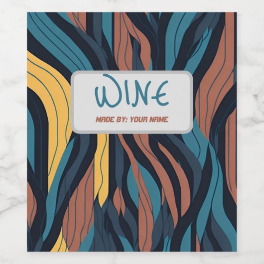 Moderne bruiloft - Abstracte handmatige vuurkleure Wijn Etiket (Enkel label)