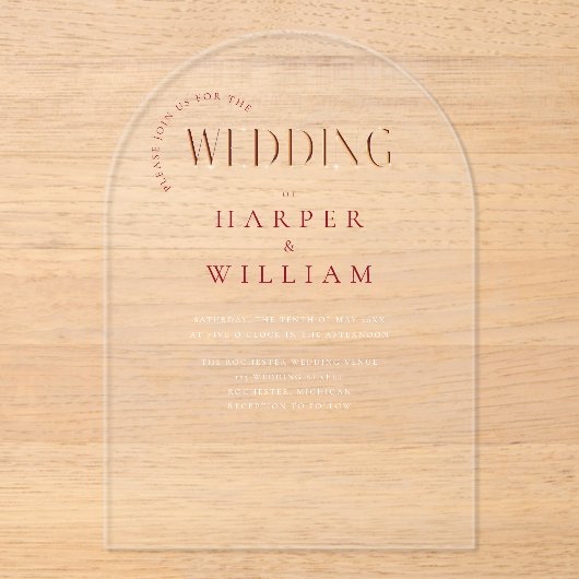 moderne bruiloft acryl uitnodigingen (Voorkant)