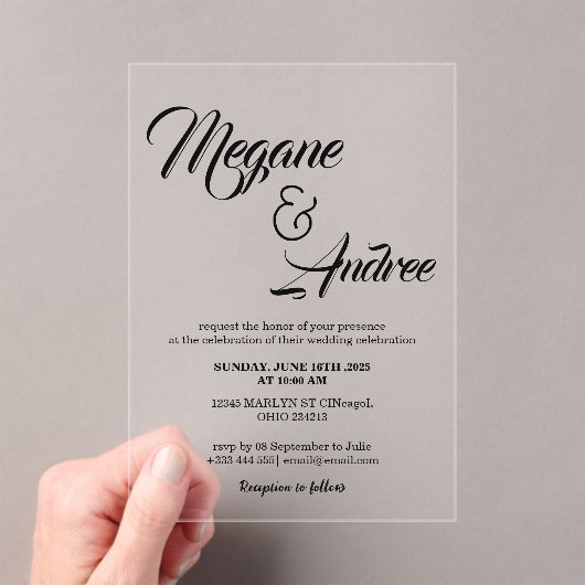 Moderne bruiloft acryl uitnodigingen (Insitu (Draagbaar))