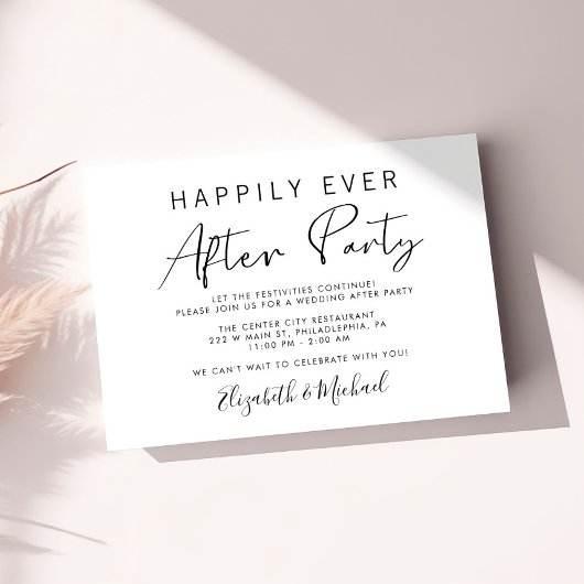 Moderne bruiloft afterparty  informatiekaartje