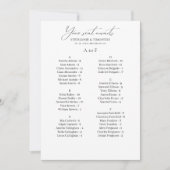 Moderne bruiloft alfabetische zitgrafiek Kaart (Voorkant)